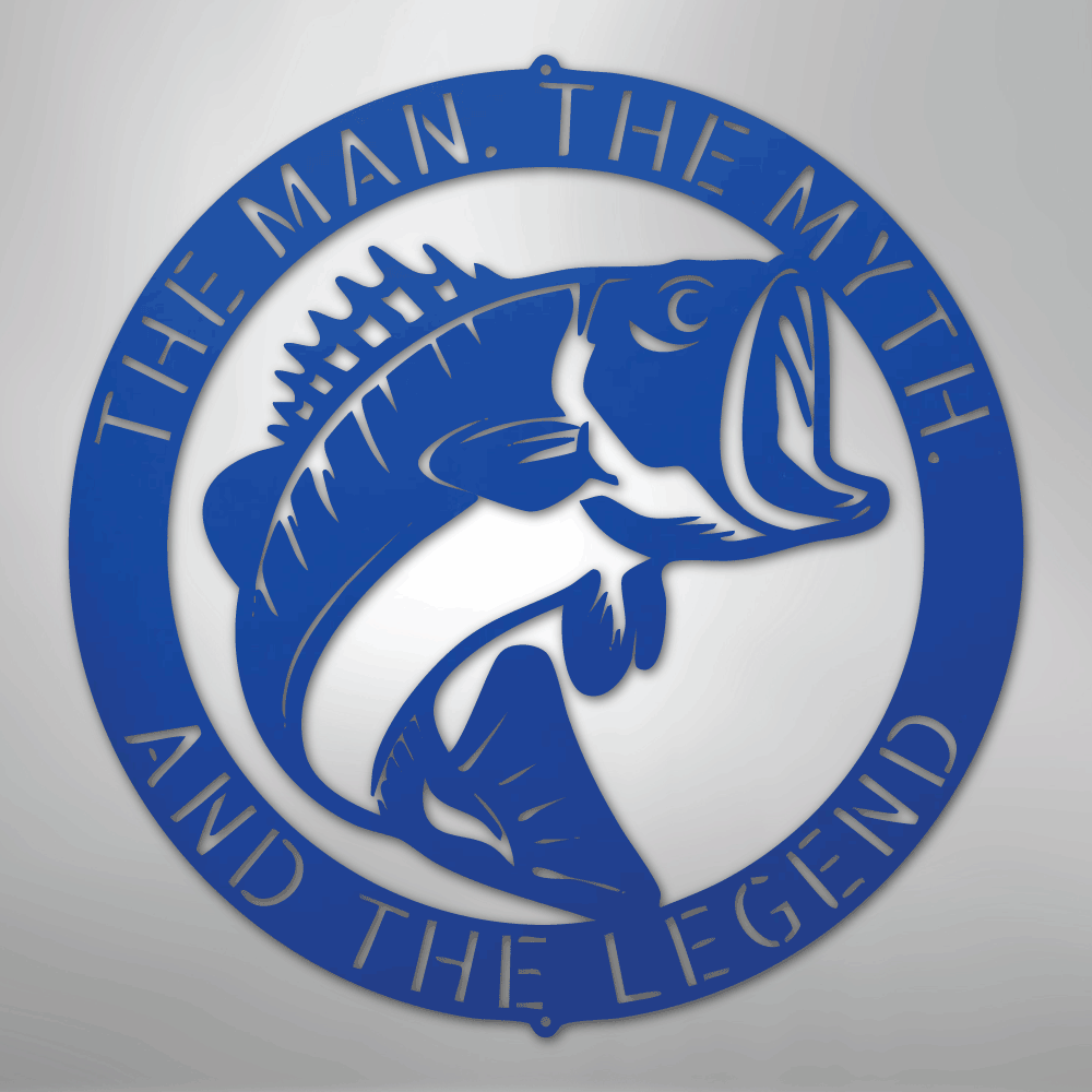 Custom Metal Wall Art - Personalized Bass Monogram Blue
