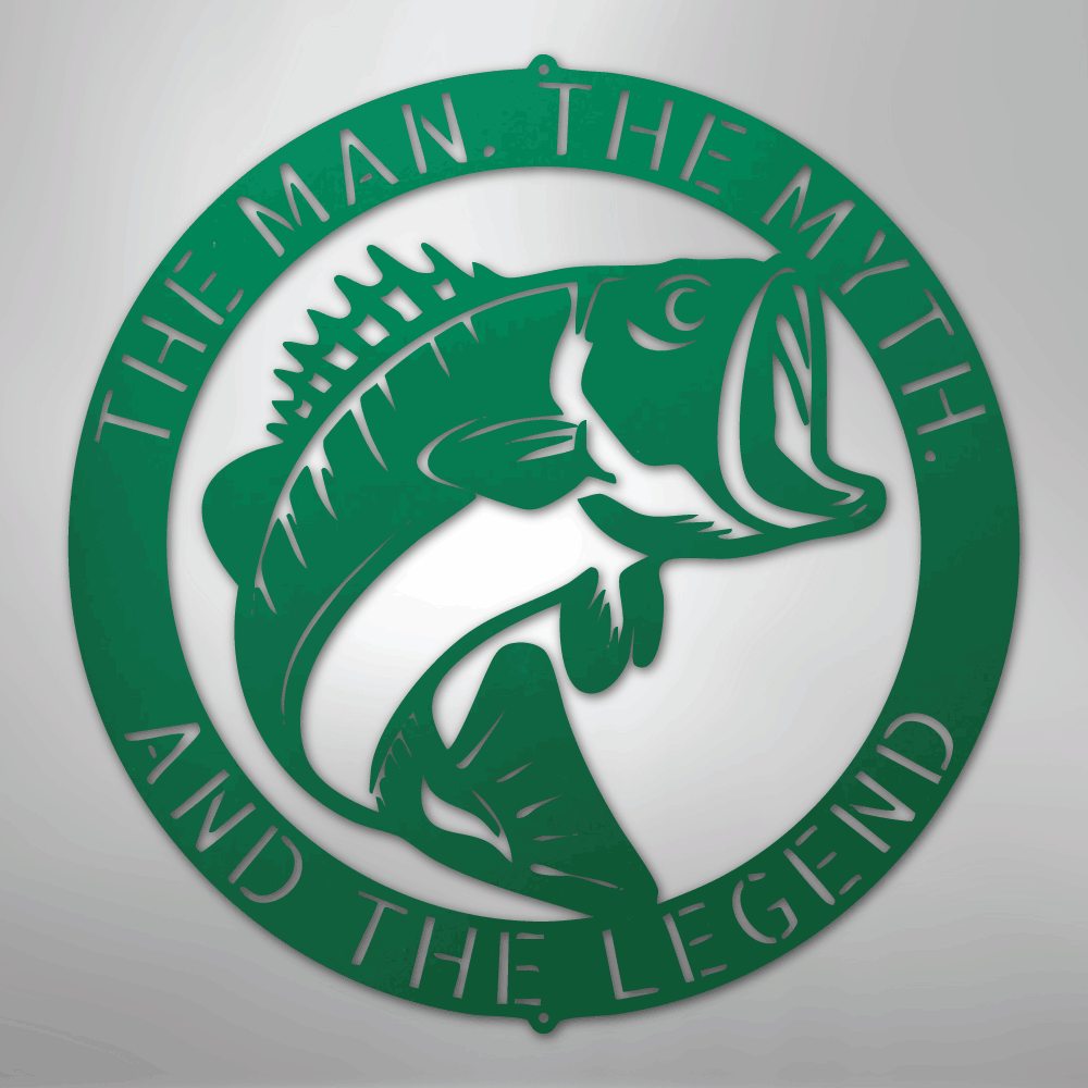 Custom Metal Wall Art - Personalized Bass Monogram Green
