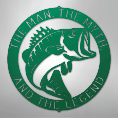 Custom Metal Wall Art - Personalized Bass Monogram Green