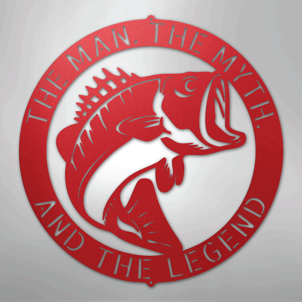 Custom Metal Wall Art - Personalized Bass Monogram Red