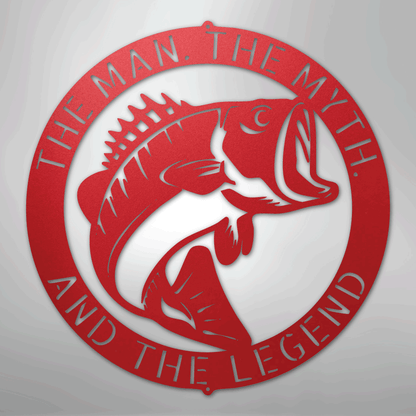 Custom Metal Wall Art - Personalized Bass Monogram Red