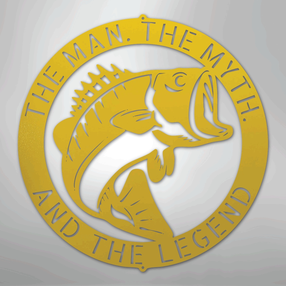 Custom Metal Wall Art - Personalized Bass Monogram Yellow
