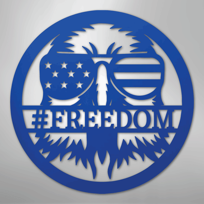 Custom Metal Wall Art - Personalized Patriotic Eagle Monogram Sign Blue