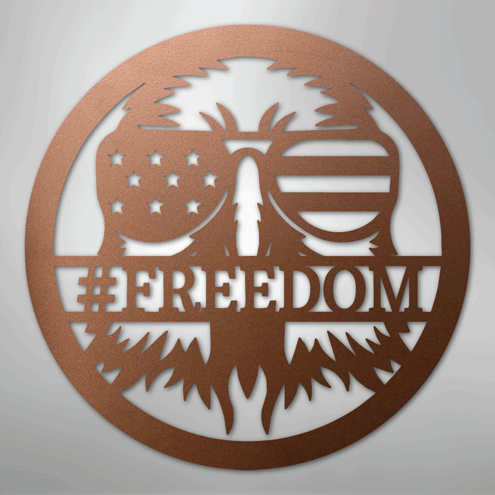 Custom Metal Wall Art - Personalized Patriotic Eagle Monogram Sign Copper