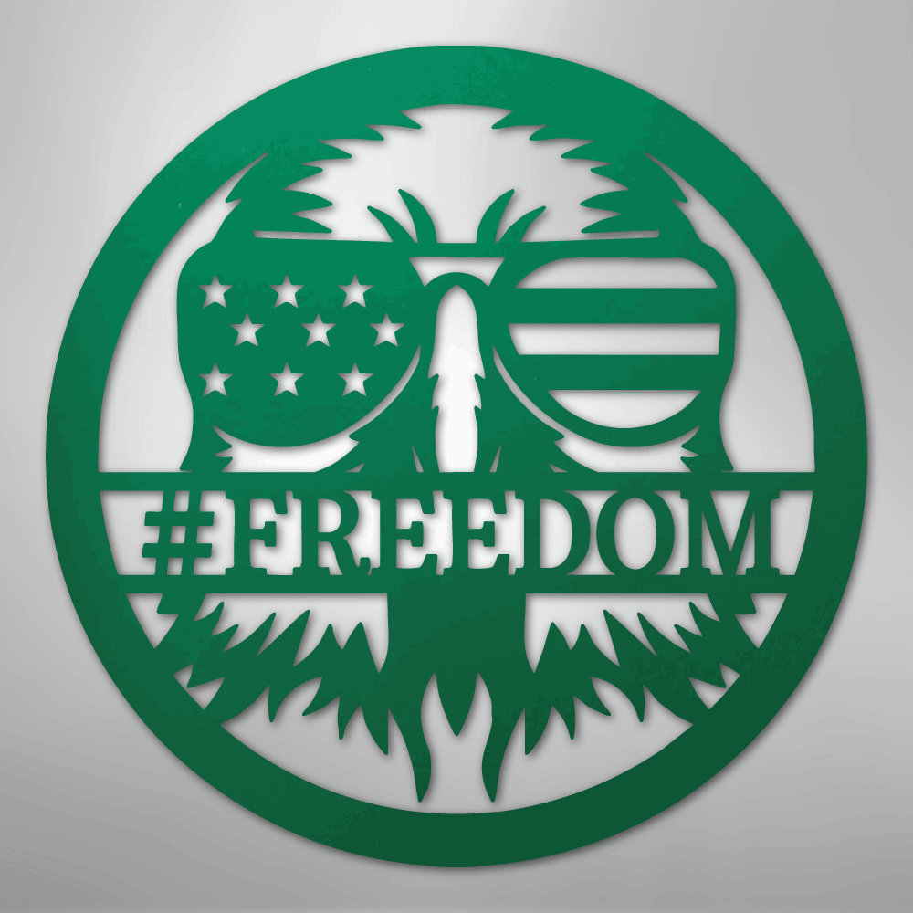 Custom Metal Wall Art - Personalized Patriotic Eagle Monogram Sign Green