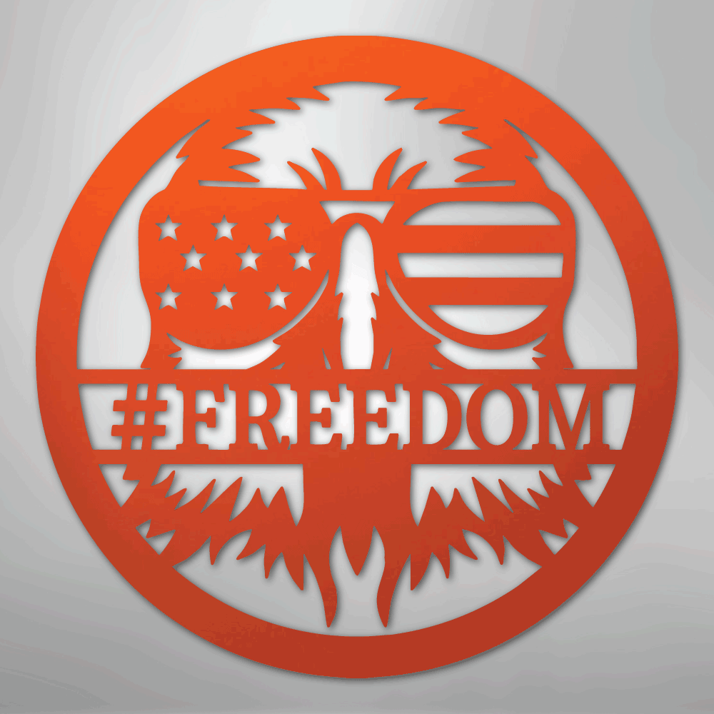Custom Metal Wall Art - Personalized Patriotic Eagle Monogram Sign Orange