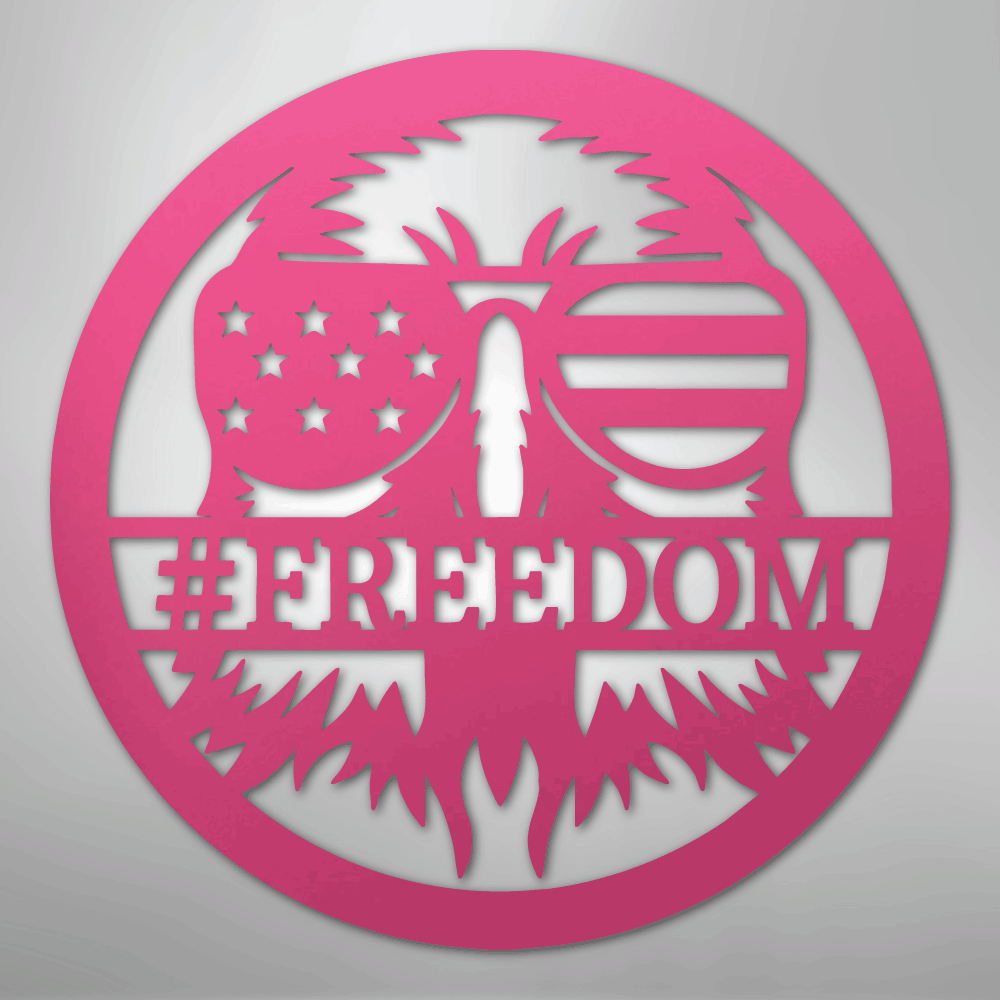 Custom Metal Wall Art - Personalized Patriotic Eagle Monogram Sign Pink
