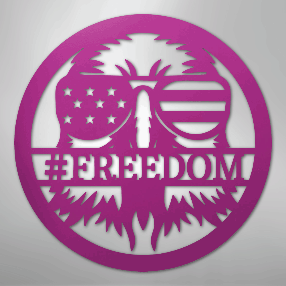 Custom Metal Wall Art - Personalized Patriotic Eagle Monogram Sign Purple