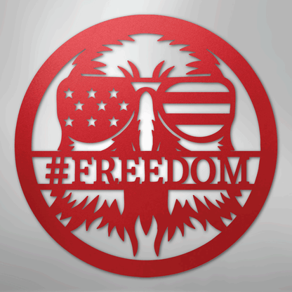 Custom Metal Wall Art - Personalized Patriotic Eagle Monogram Sign Red