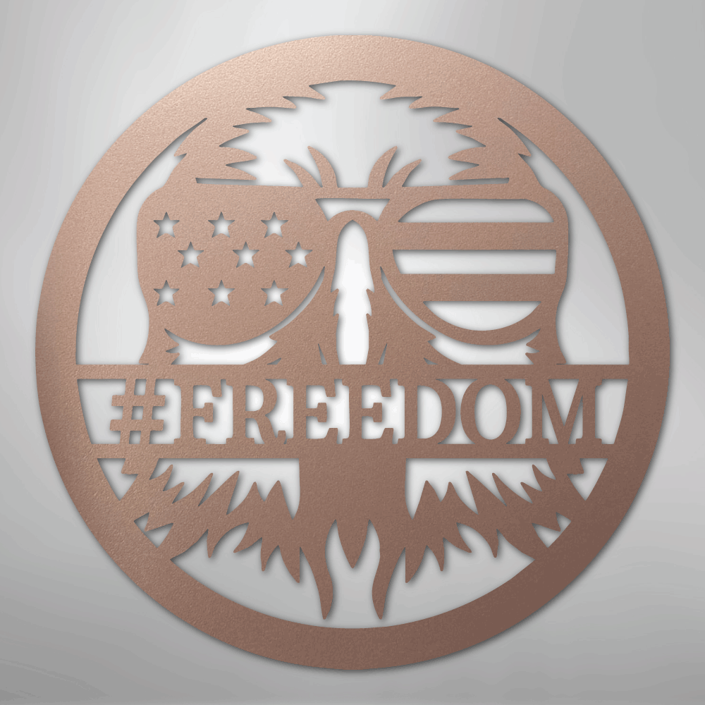 Custom Metal Wall Art - Personalized Patriotic Eagle Monogram Sign Rose