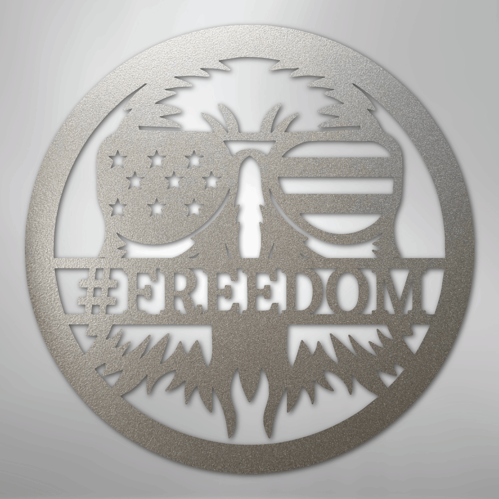 Custom Metal Wall Art - Personalized Patriotic Eagle Monogram Sign Silver