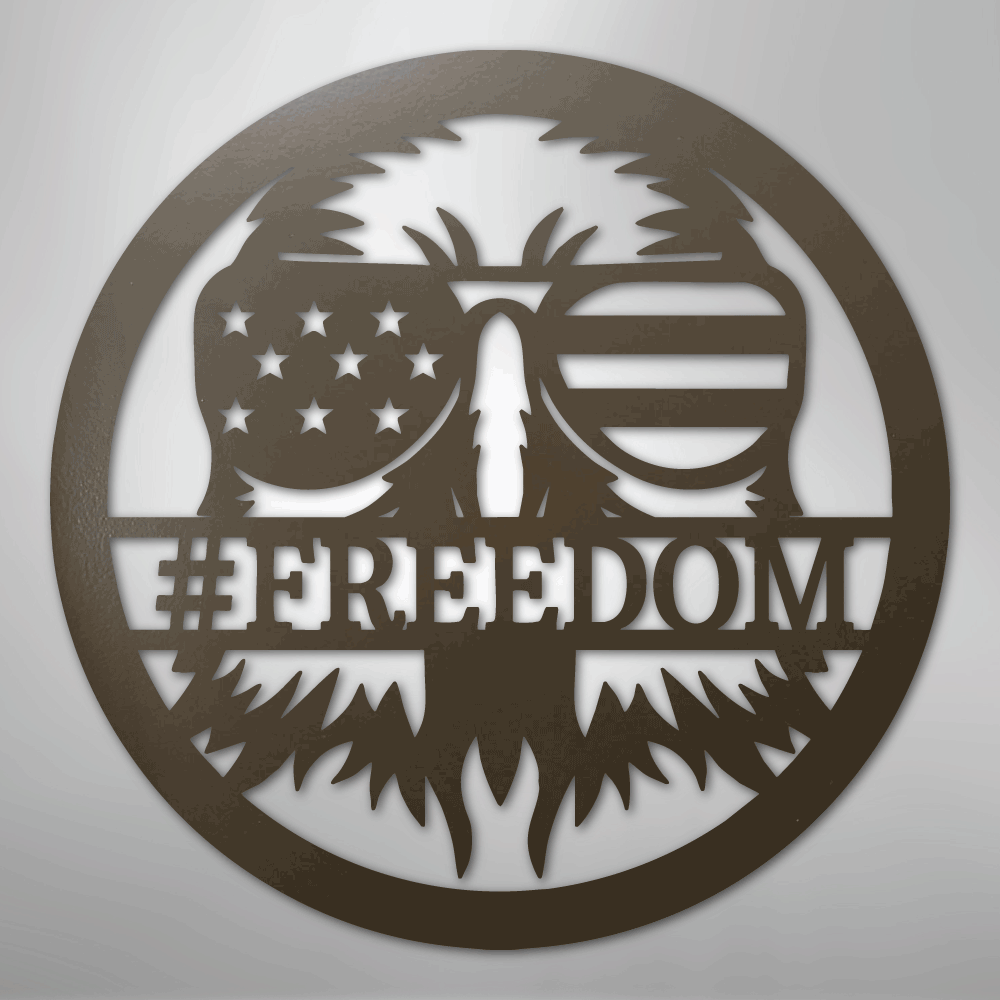Custom Metal Wall Art - Personalized Patriotic Eagle Monogram Sign Stone