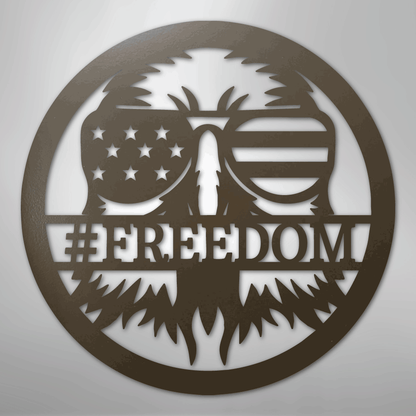 Custom Metal Wall Art - Personalized Patriotic Eagle Monogram Sign Stone