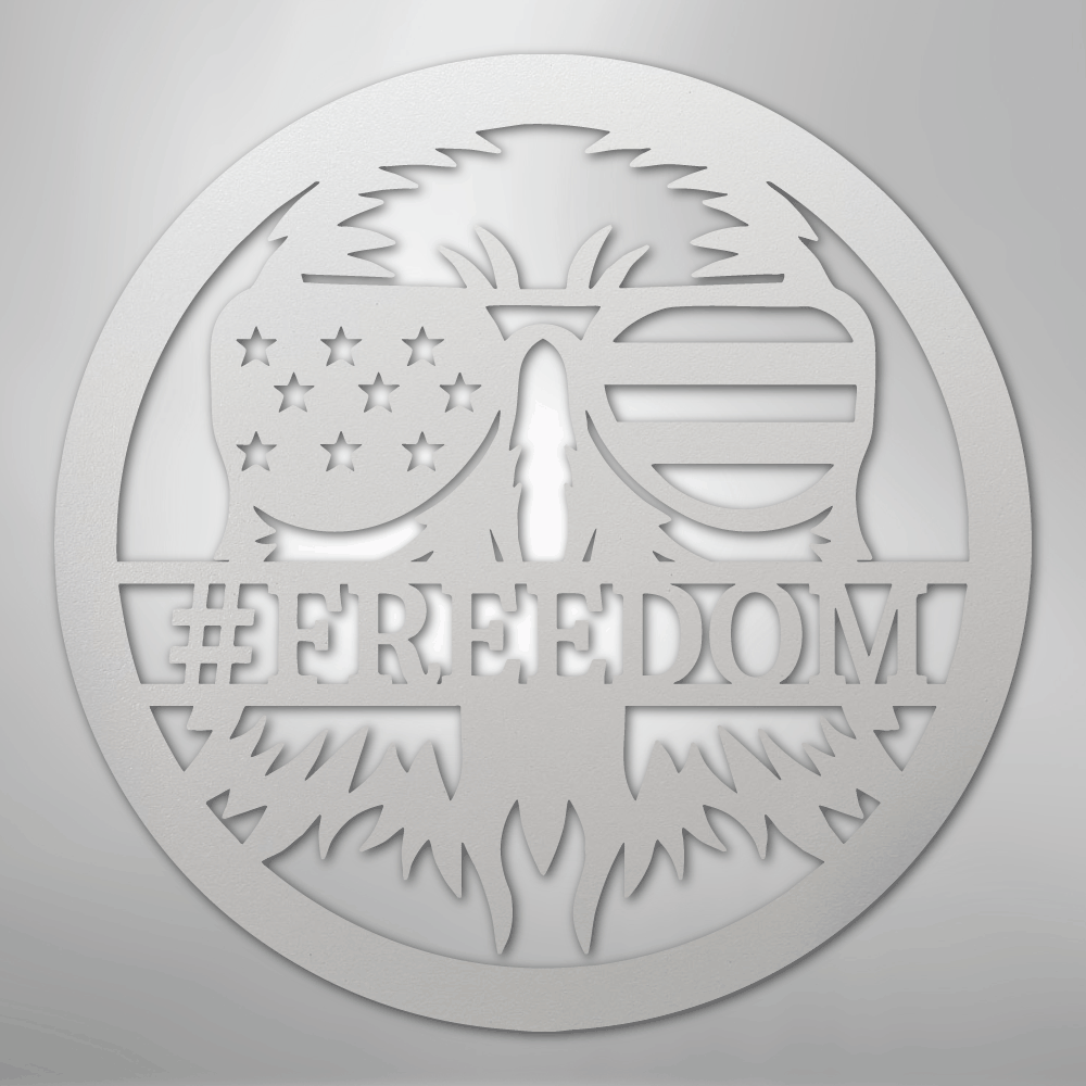 Custom Metal Wall Art - Personalized Patriotic Eagle Monogram Sign White