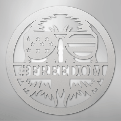 Custom Metal Wall Art - Personalized Patriotic Eagle Monogram Sign White