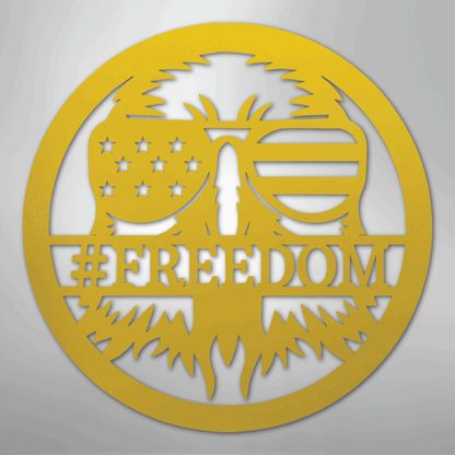 Custom Metal Wall Art - Personalized Patriotic Eagle Monogram Sign Yellow