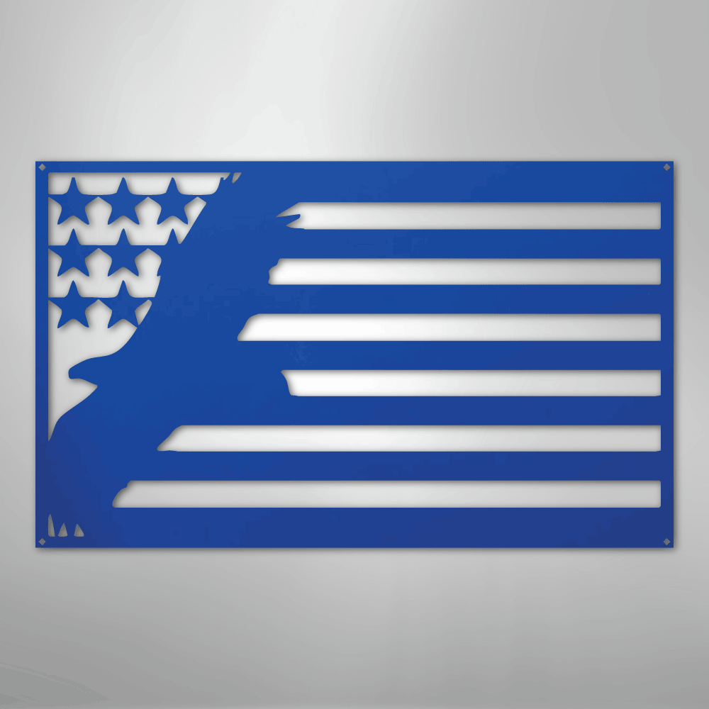 Metal Wall Art - American Patriotic Eagle Sign Blue