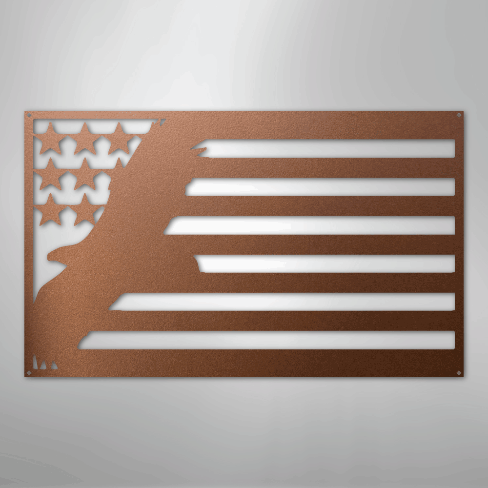 Metal Wall Art - American Patriotic Eagle Sign Copper