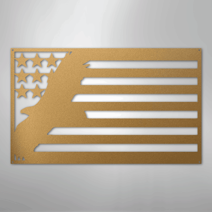 Metal Wall Art - American Patriotic Eagle Sign Gold