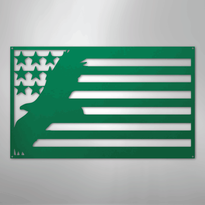 Metal Wall Art - American Patriotic Eagle Sign Green