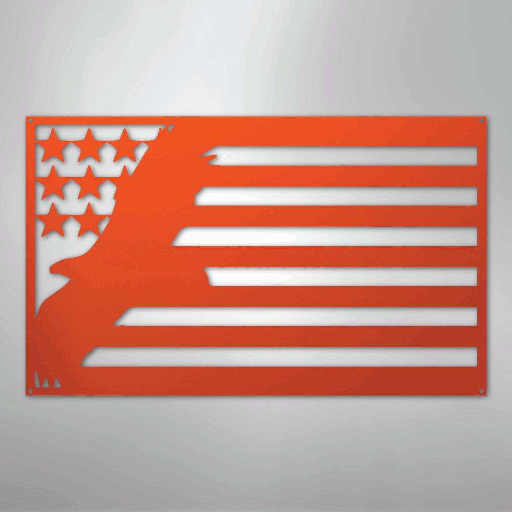 Metal Wall Art - American Patriotic Eagle Sign Orange