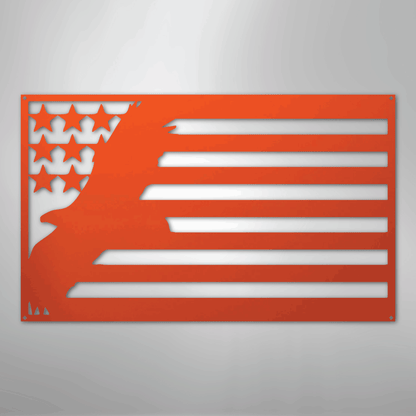 Metal Wall Art - American Patriotic Eagle Sign Orange