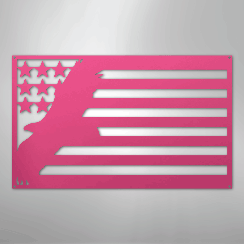 Metal Wall Art - American Patriotic Eagle Sign Pink