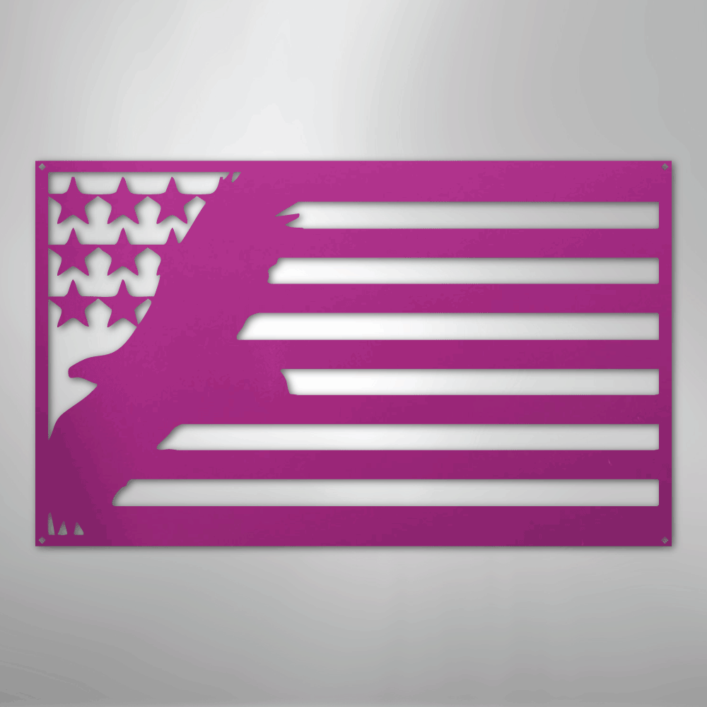 Metal Wall Art - American Patriotic Eagle Sign Purple