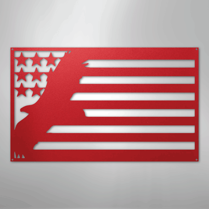 Metal Wall Art - American Patriotic Eagle Sign Red