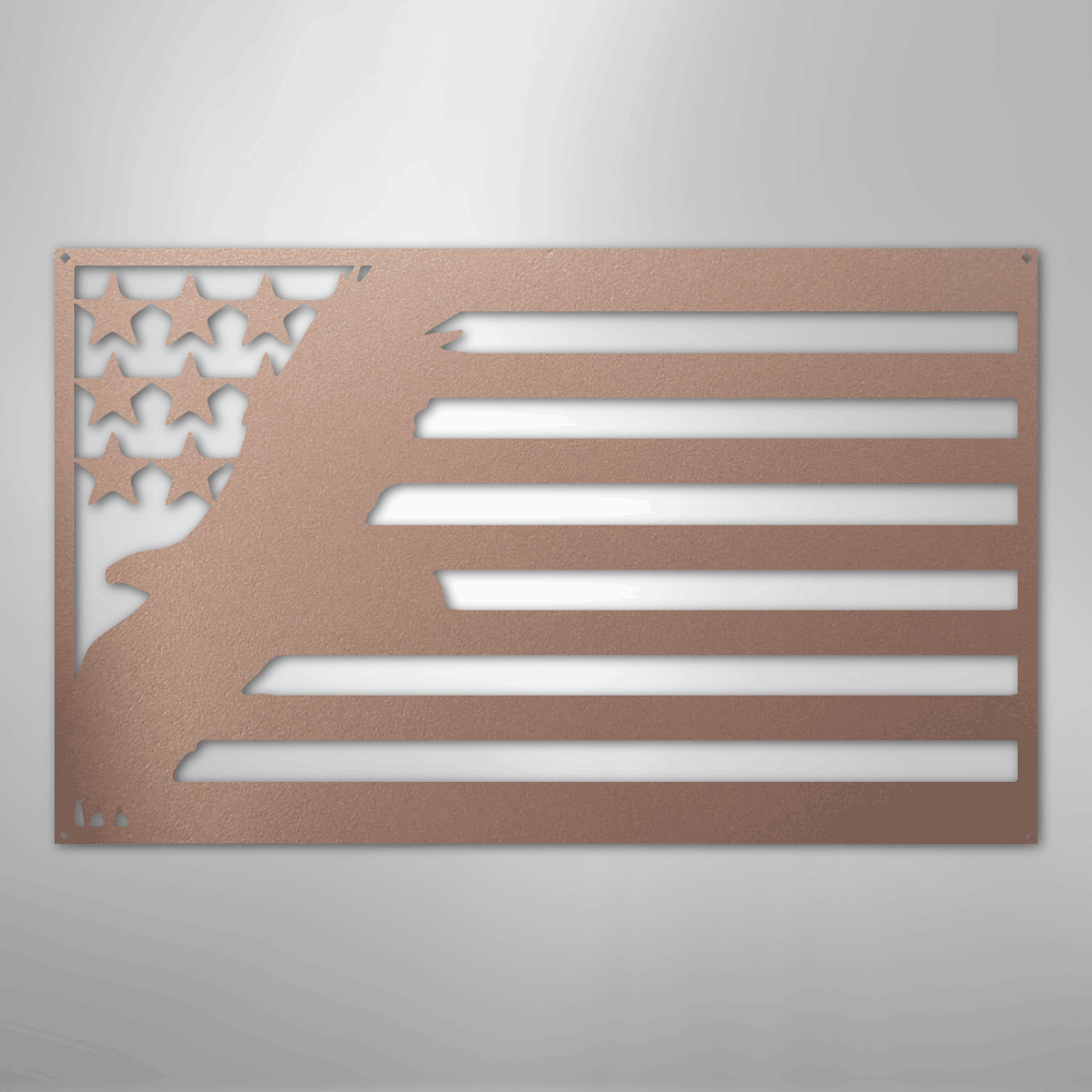 Metal Wall Art - American Patriotic Eagle Sign Rose