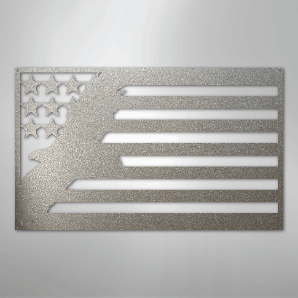Metal Wall Art - American Patriotic Eagle Sign Silver