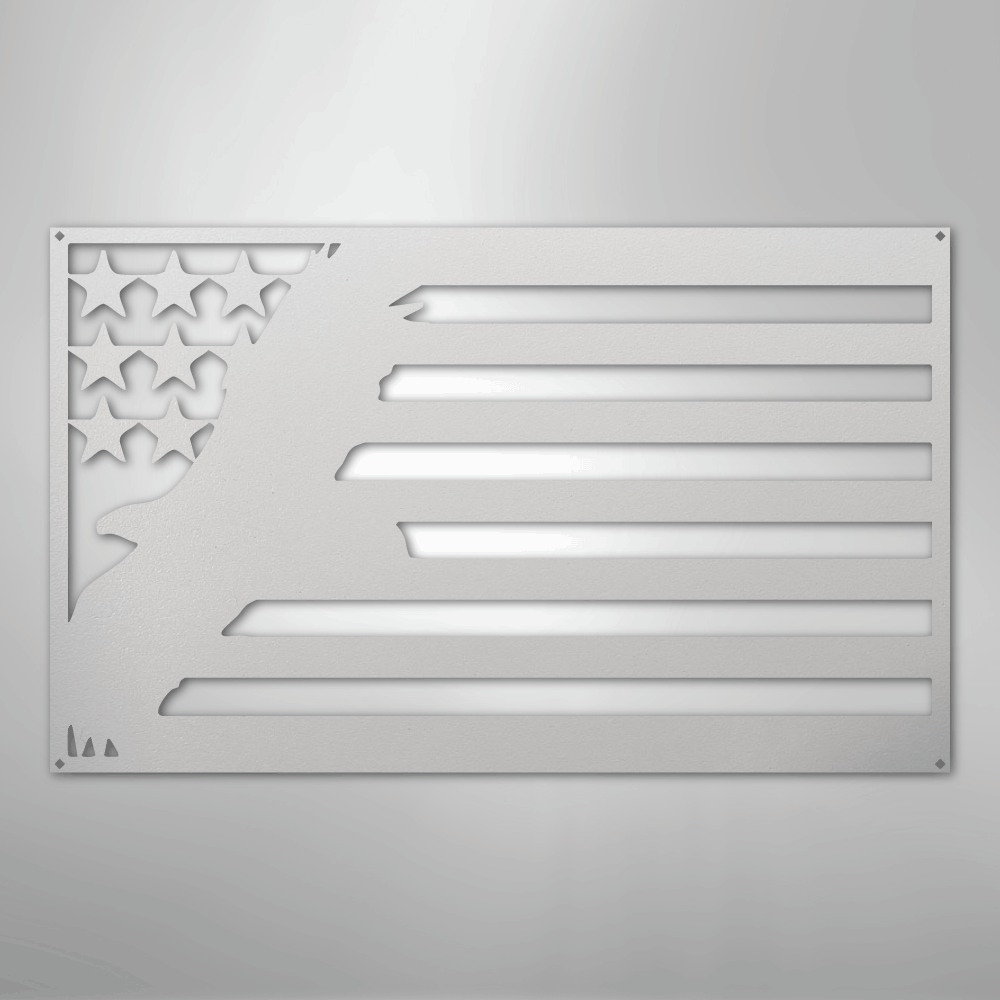 Metal Wall Art - American Patriotic Eagle Sign White