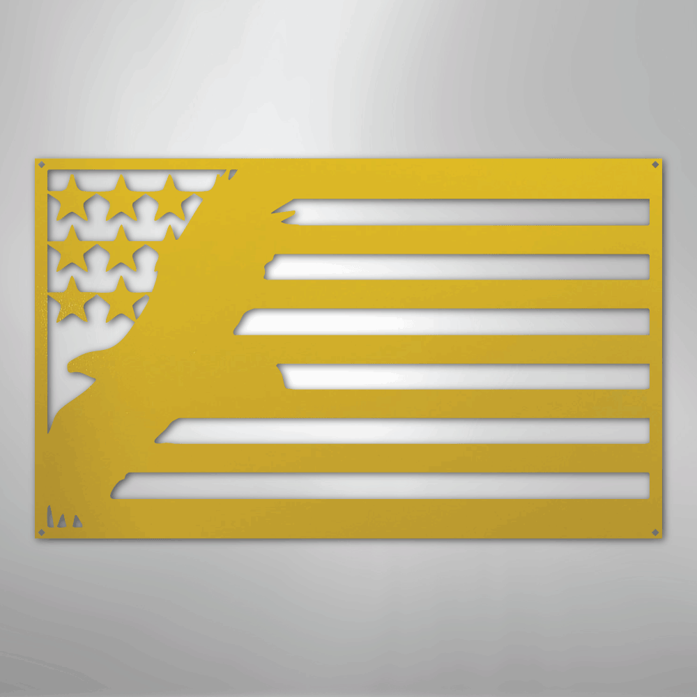 Metal Wall Art - American Patriotic Eagle Sign Yellow
