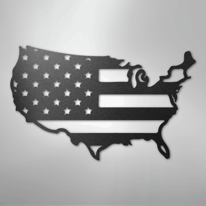 Metal Wall Art - Patriotic USA Flag Sign Black