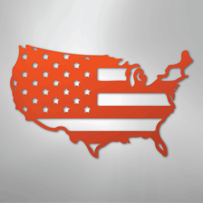 Metal Wall Art - Patriotic USA Flag Sign Orange