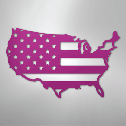 Metal Wall Art - Patriotic USA Flag Sign Purple