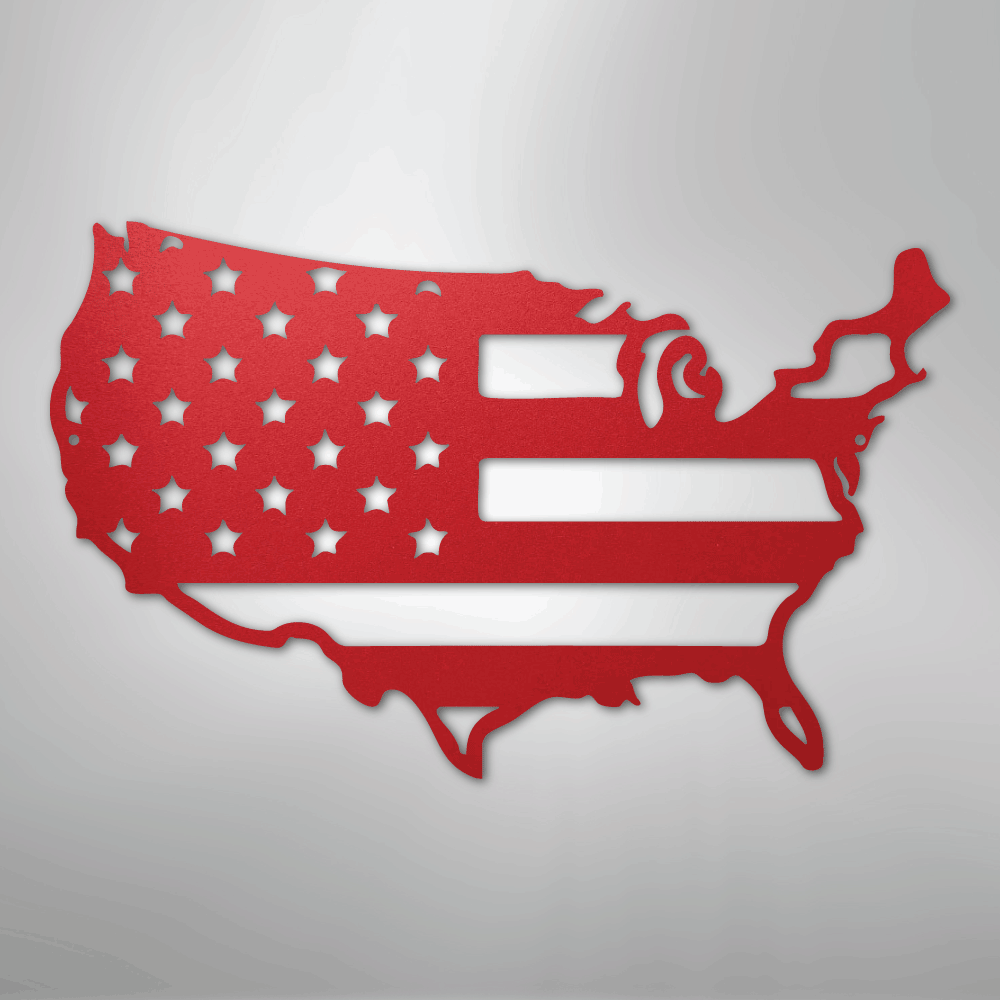 Metal Wall Art - Patriotic USA Flag Sign Red