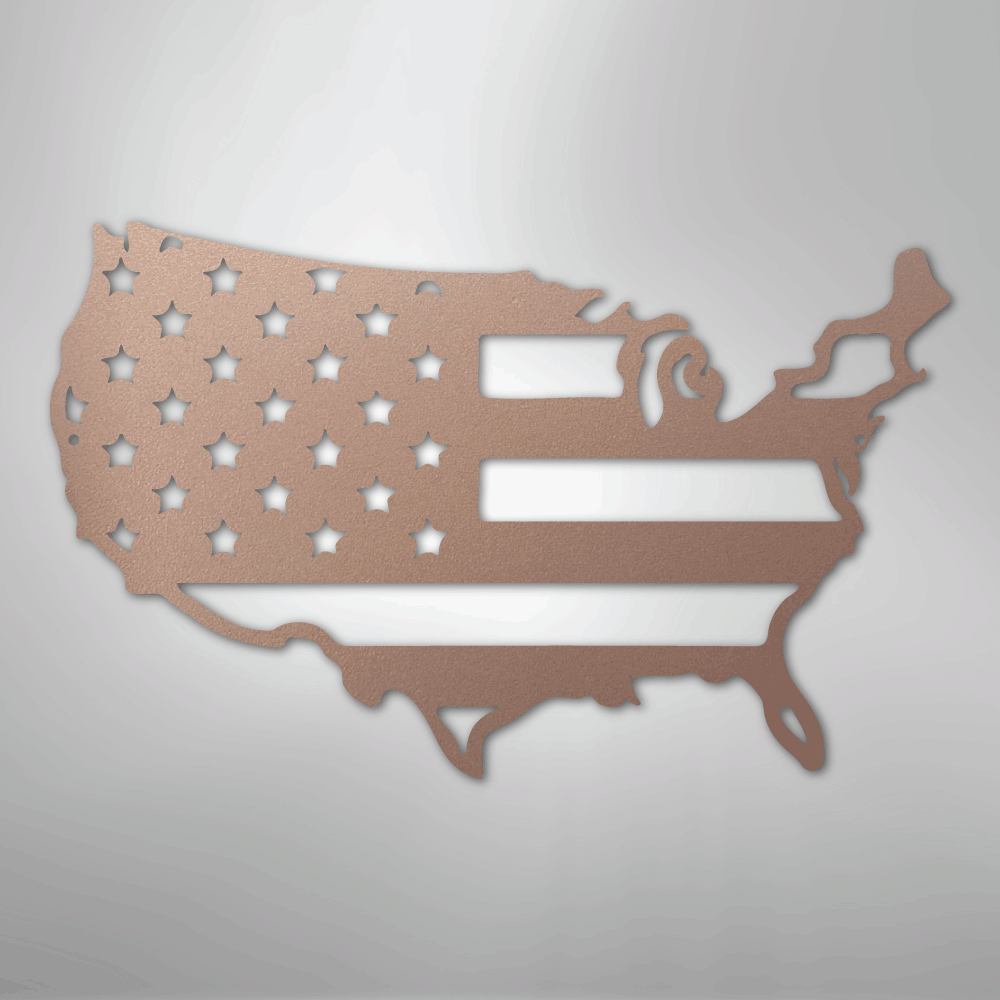 Metal Wall Art - Patriotic USA Flag Sign Rose