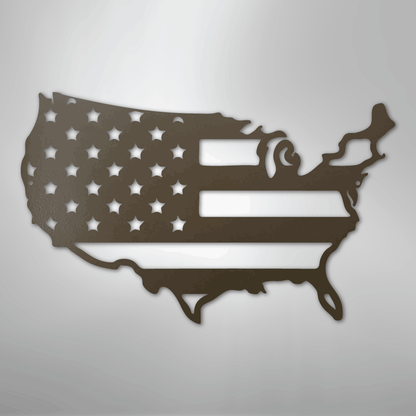 Metal Wall Art - Patriotic USA Flag Sign Stone