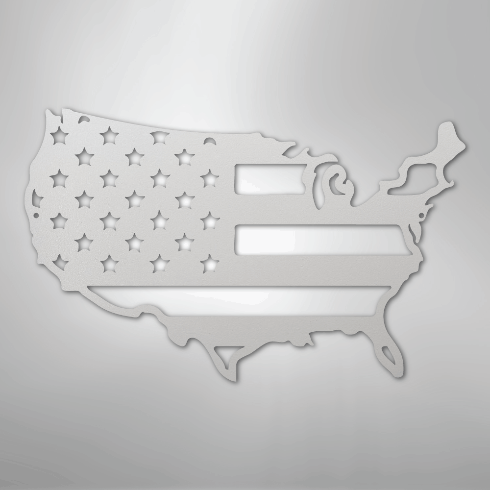 Metal Wall Art - Patriotic USA Flag Sign White