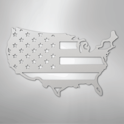 Metal Wall Art - Patriotic USA Flag Sign White