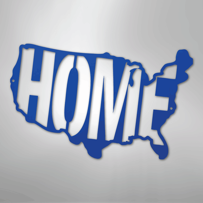 Metal Wall Art - American Patriotic Home Sign Blue