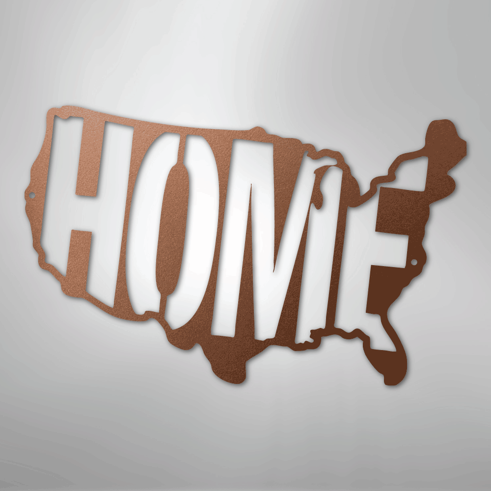Metal Wall Art - American Patriotic Home Sign Copper