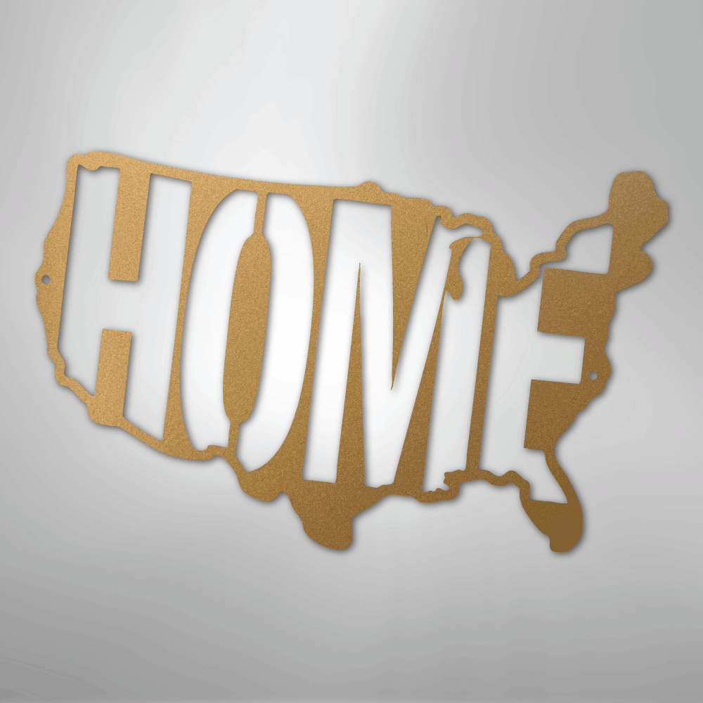 Metal Wall Art - American Patriotic Home Sign Gold