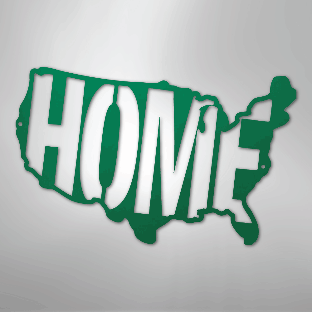 Metal Wall Art - American Patriotic Home Sign Green