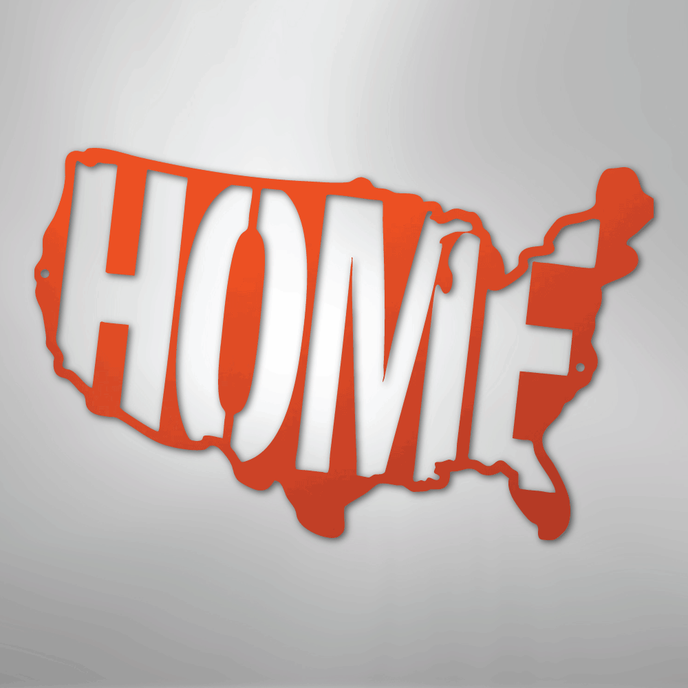 Metal Wall Art - American Patriotic Home Sign Orange