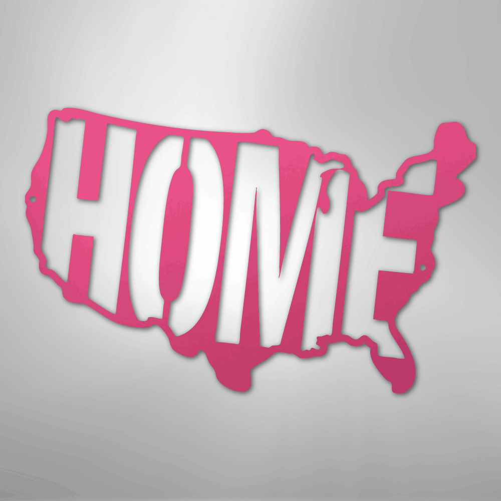 Metal Wall Art - American Patriotic Home Sign Pink