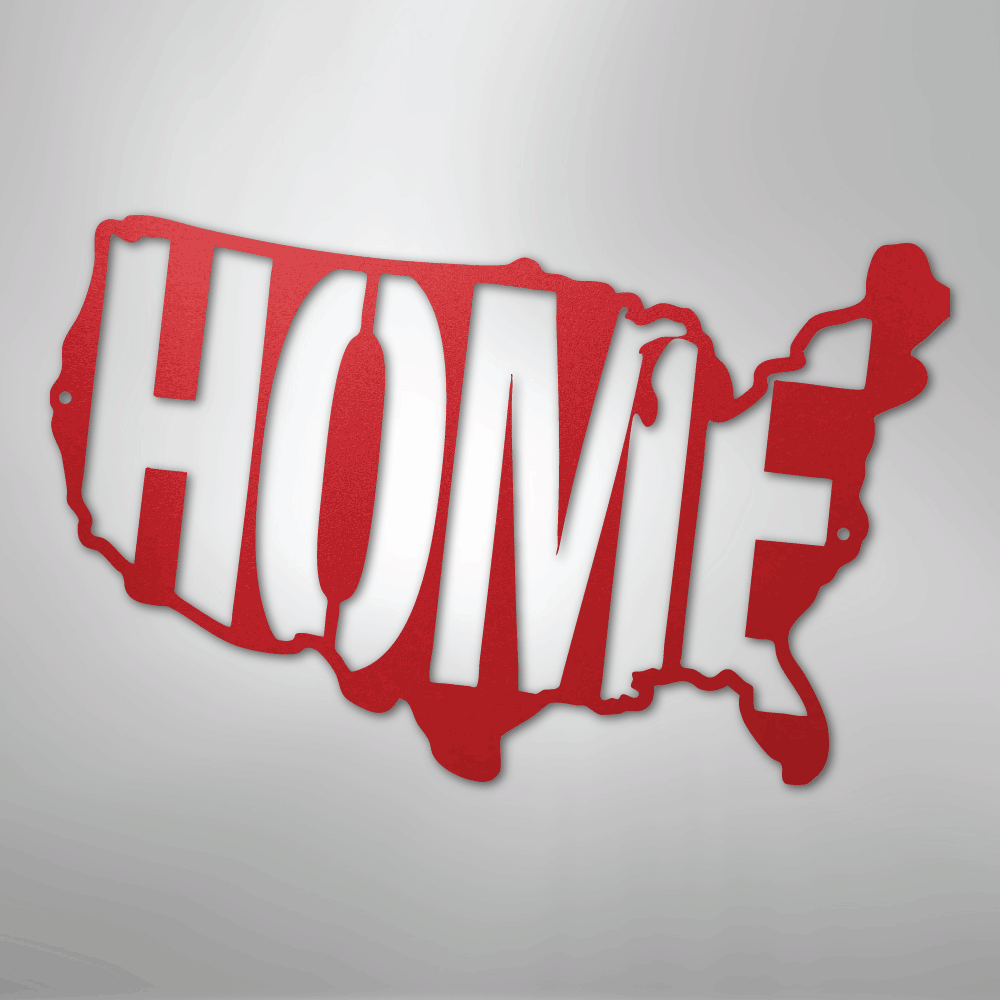 Metal Wall Art - American Patriotic Home Sign Red