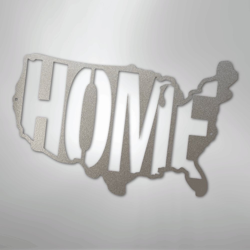 Metal Wall Art - American Patriotic Home Sign Silver