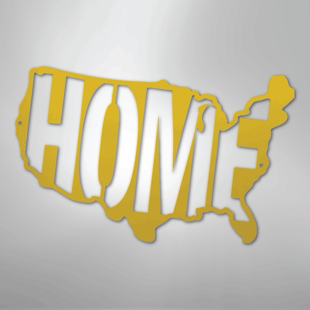 Metal Wall Art - American Patriotic Home Sign Yellow